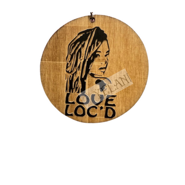 Love Locs wooden disc earrings in warm tan - 2.5 inch lightweight natural hair celebration jewelry for loc appreciation and pride